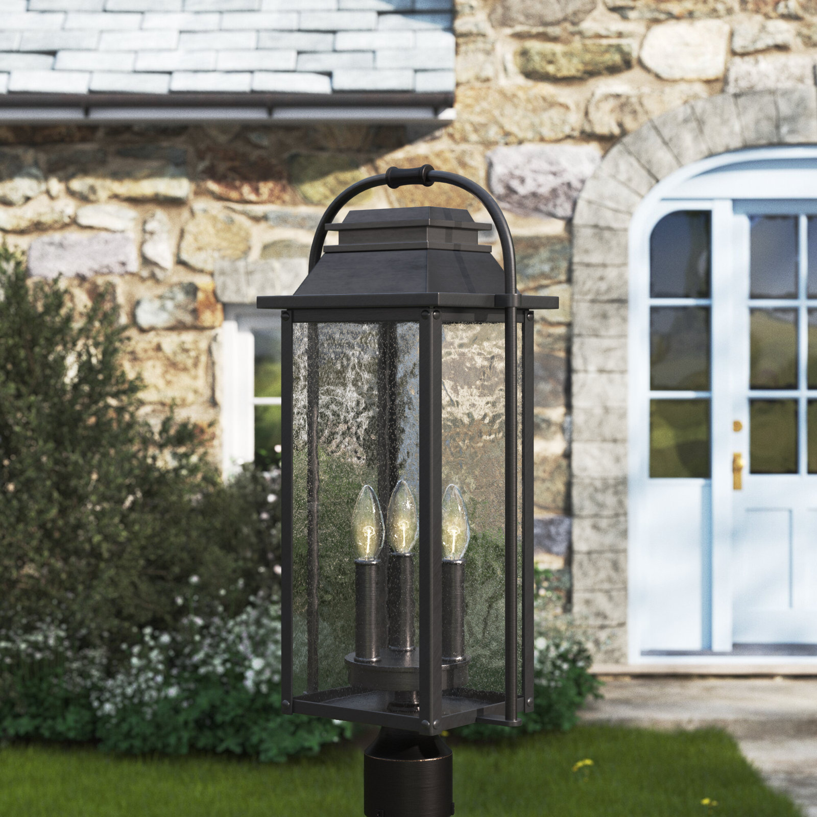 Newson Seeded Metal Outdoor Lantern Head, Antique Bronze