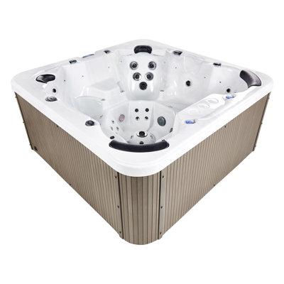 Ebern Designs VILLARRICA 7895 Volt 7 Person 55 - Jet Square Hot Tub in Brown