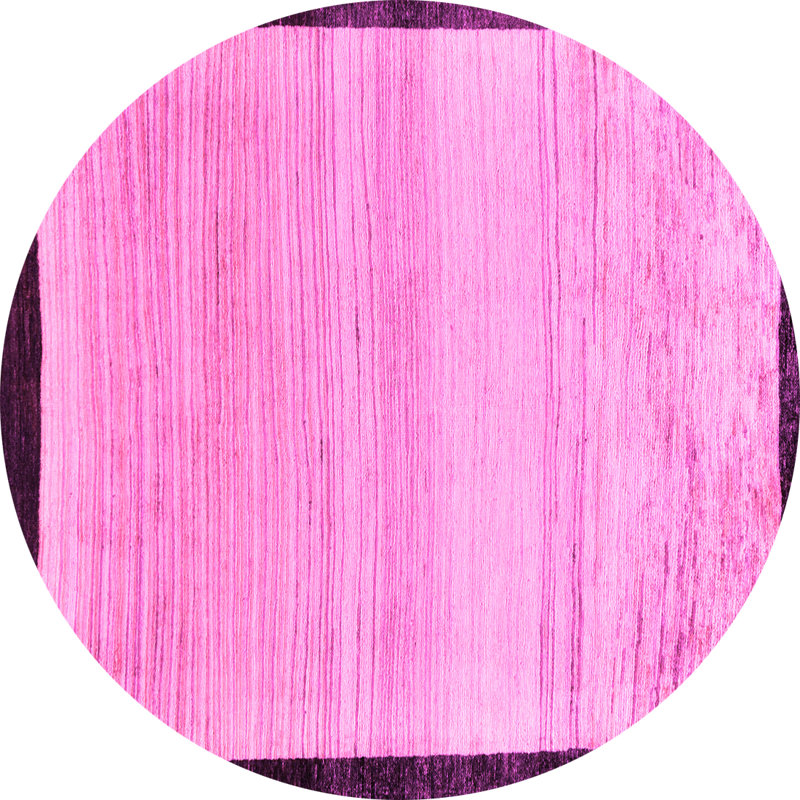 Tapis rose en laine et polyester tissé à la machine à motif abstrait Georgena, Rond 3 pi