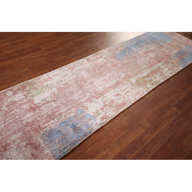 Tapis de couloir indien à motif abstrait All-Over 3 x 10