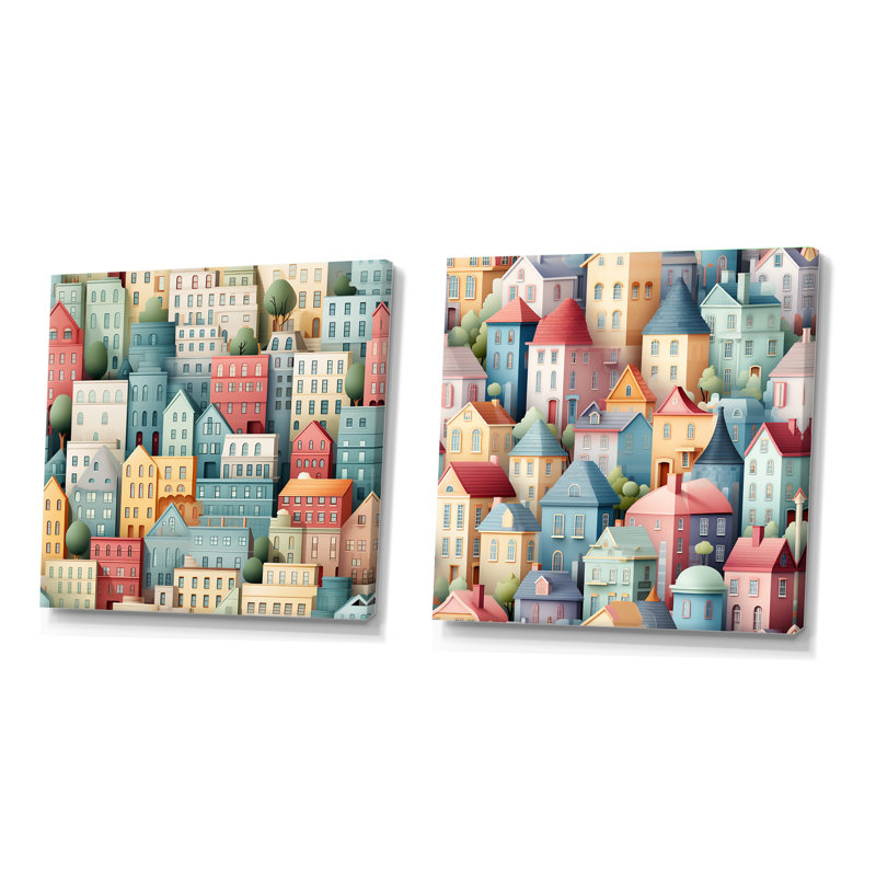 Concannon - Ensemble de 2 collages carrés abstraits, H 16 po x l 33 po, Toile tendue