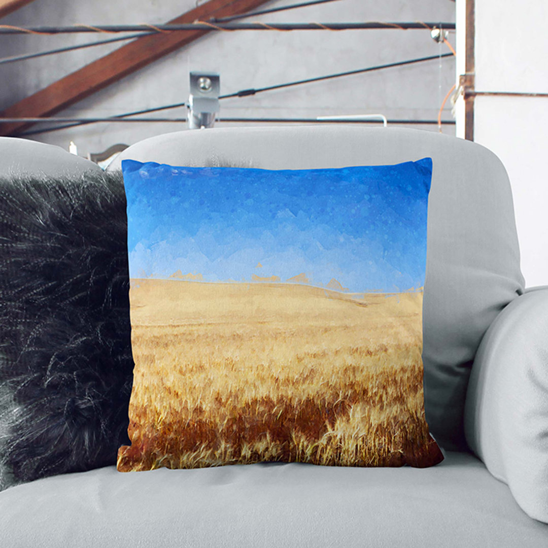 Field of Wheat in Kansas in Abstract Cushion with Filling