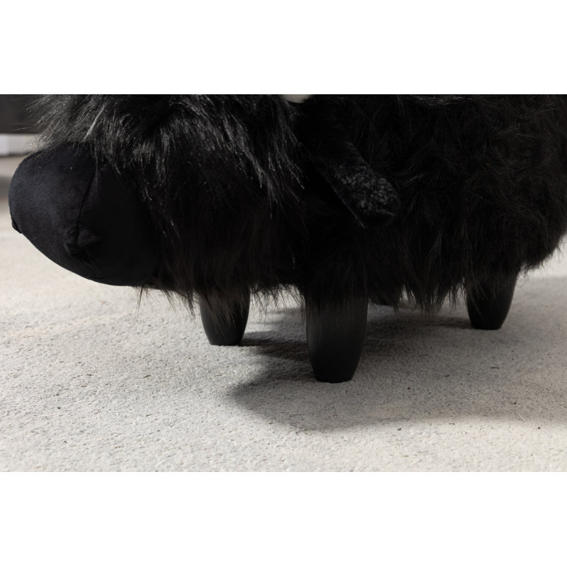 Harry The Highland Cow Upholstered Storage Ottoman for Bedroom, Playroom, Nursery, Black