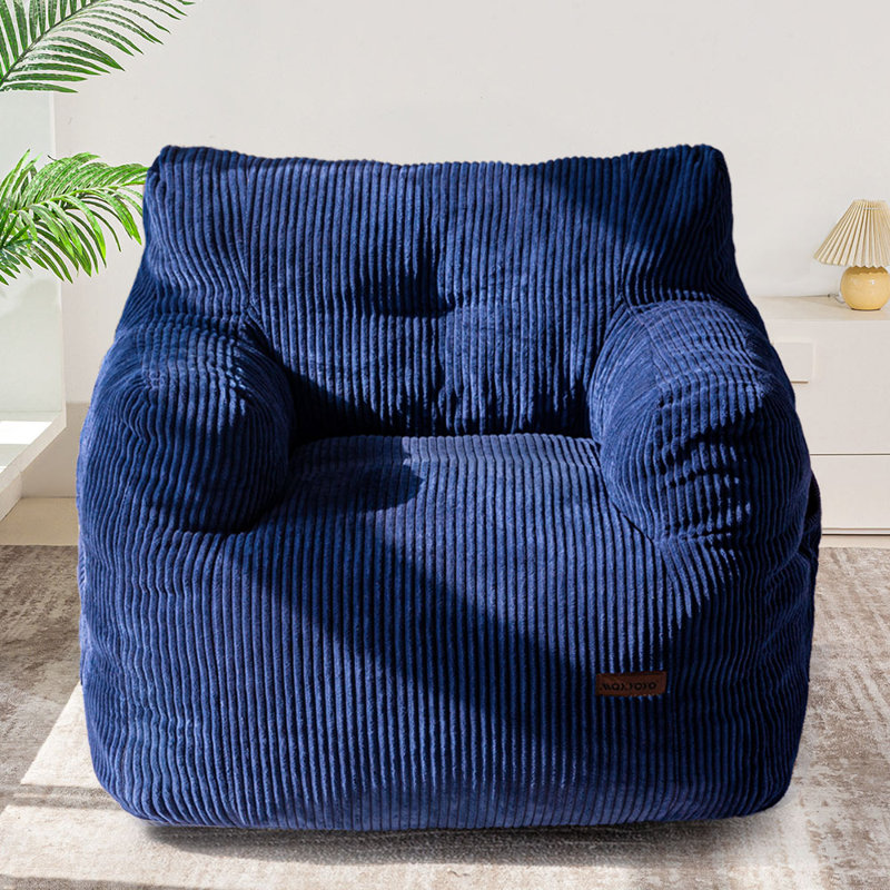 Fauteuil à billes en velours côtelé, Velours côtelé bleu marine