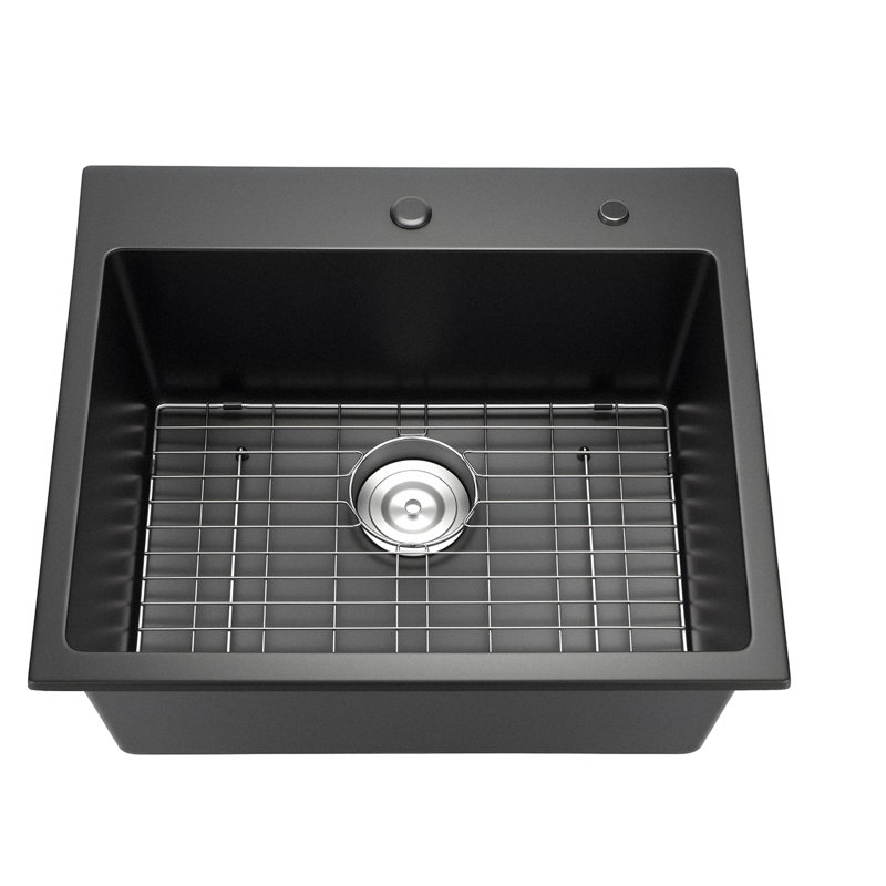 Évier de cuisine en granite de 25 po à cuve simple à montage sur le dessus pour bar pour véhicule récréatif