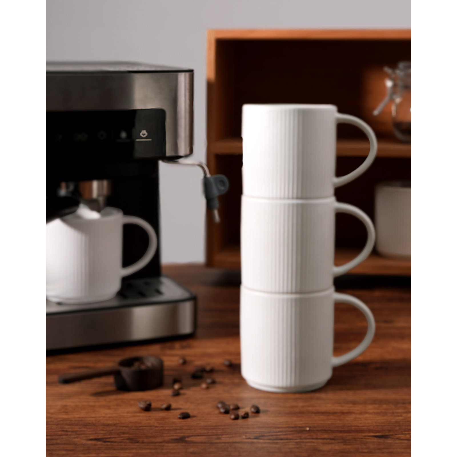 Azal Stoneware Coffee Cup, Matte White