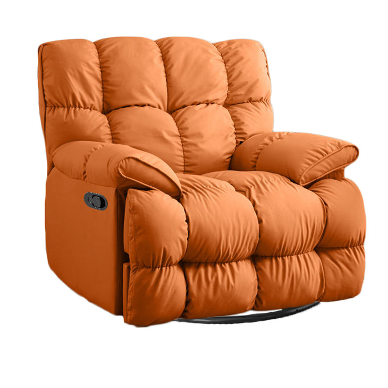 Ellease Faux Leather Recliner, Orange Faux Leather