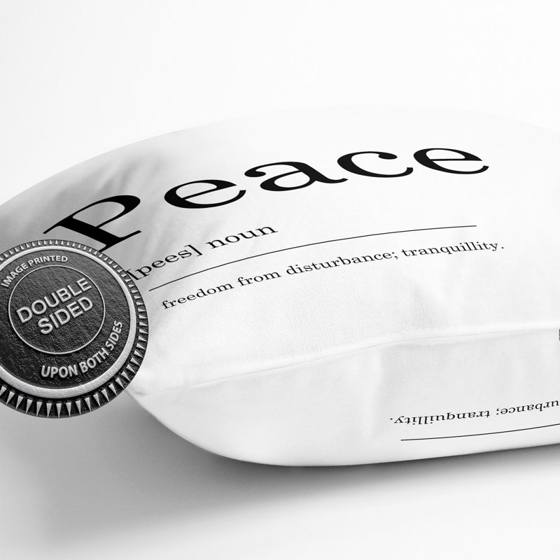 Definition Of Peace Typography Square Throw Cushion, 40cm H x 40cm W x 15cm D