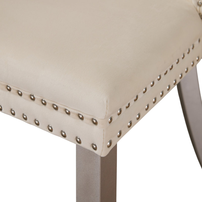 Chaises de salle à manger rembourrées Amelia, 4, Crème, Argent