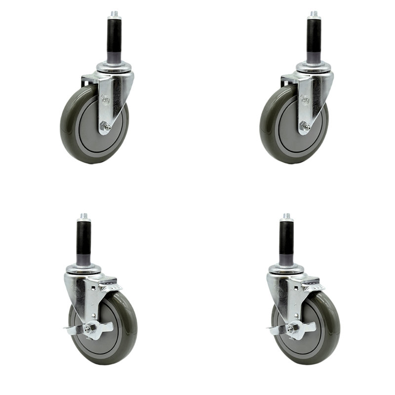 4-Piece Polyurethane Caster Set, Gray
