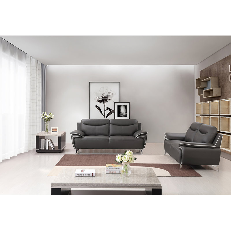 Canapé en cuir brun clair EK531, Cuir véritable taupe