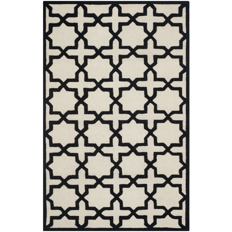 Cannen Hand Tufted Wool Geometric Rug, Rectangle 5' x 8'