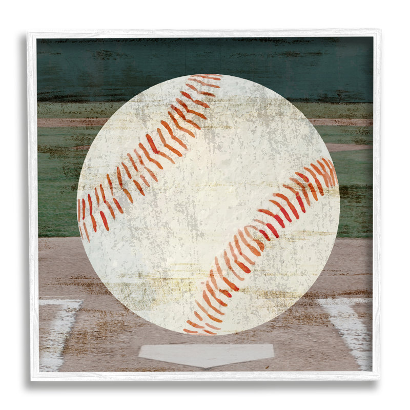 «Rustic Baseball on Field» par Kim Allen, reproduction d'art sur toile tendue, H 17 po x l 17 po x P 1,5 po