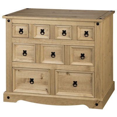 Burrowes Solid Wood 95cm W 9 - Drawer Chest of Drawers
