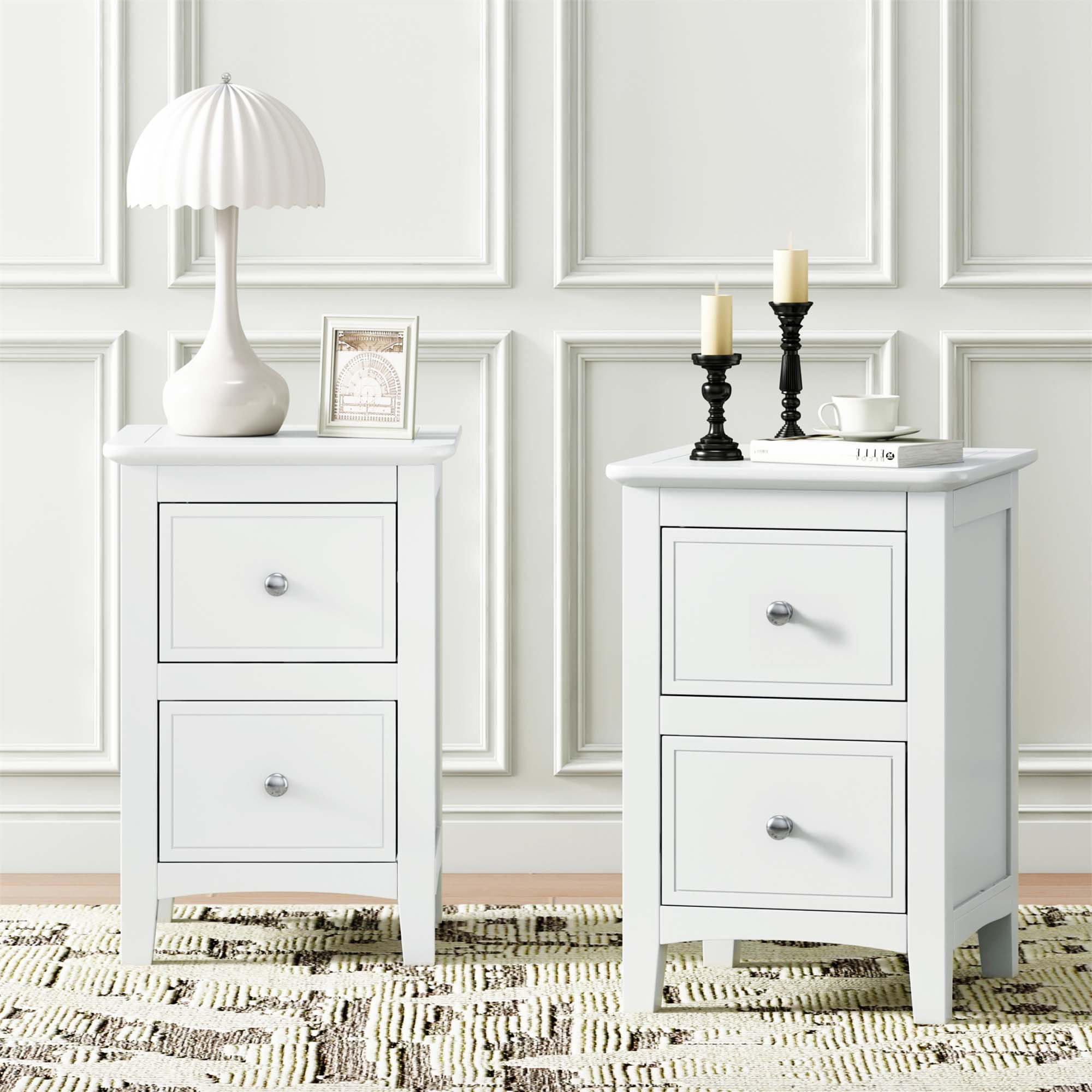Lark Manor™ Modern White Nightstand Set Of 2 | Wayfair