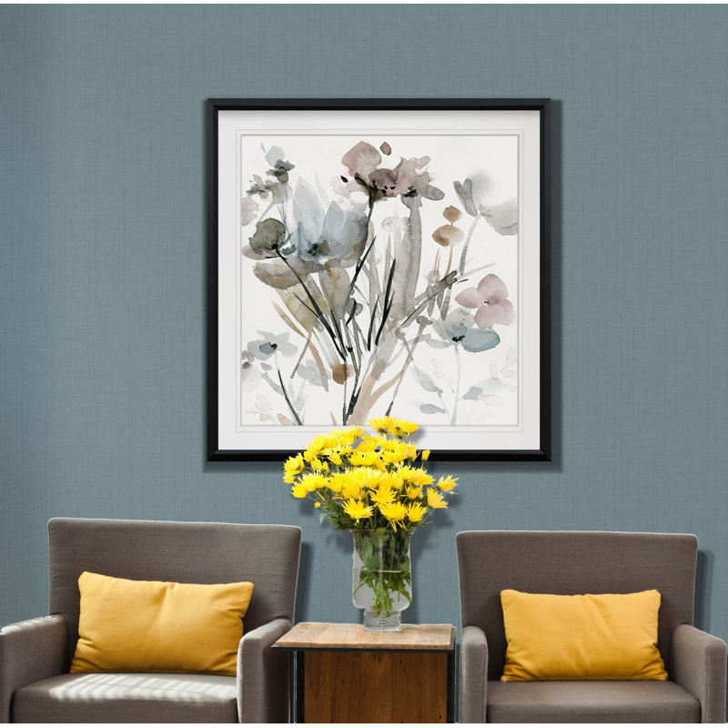 " Dainty Blooms II ", 17.5" H x 17.5" W x 1.5" D, Black Framed