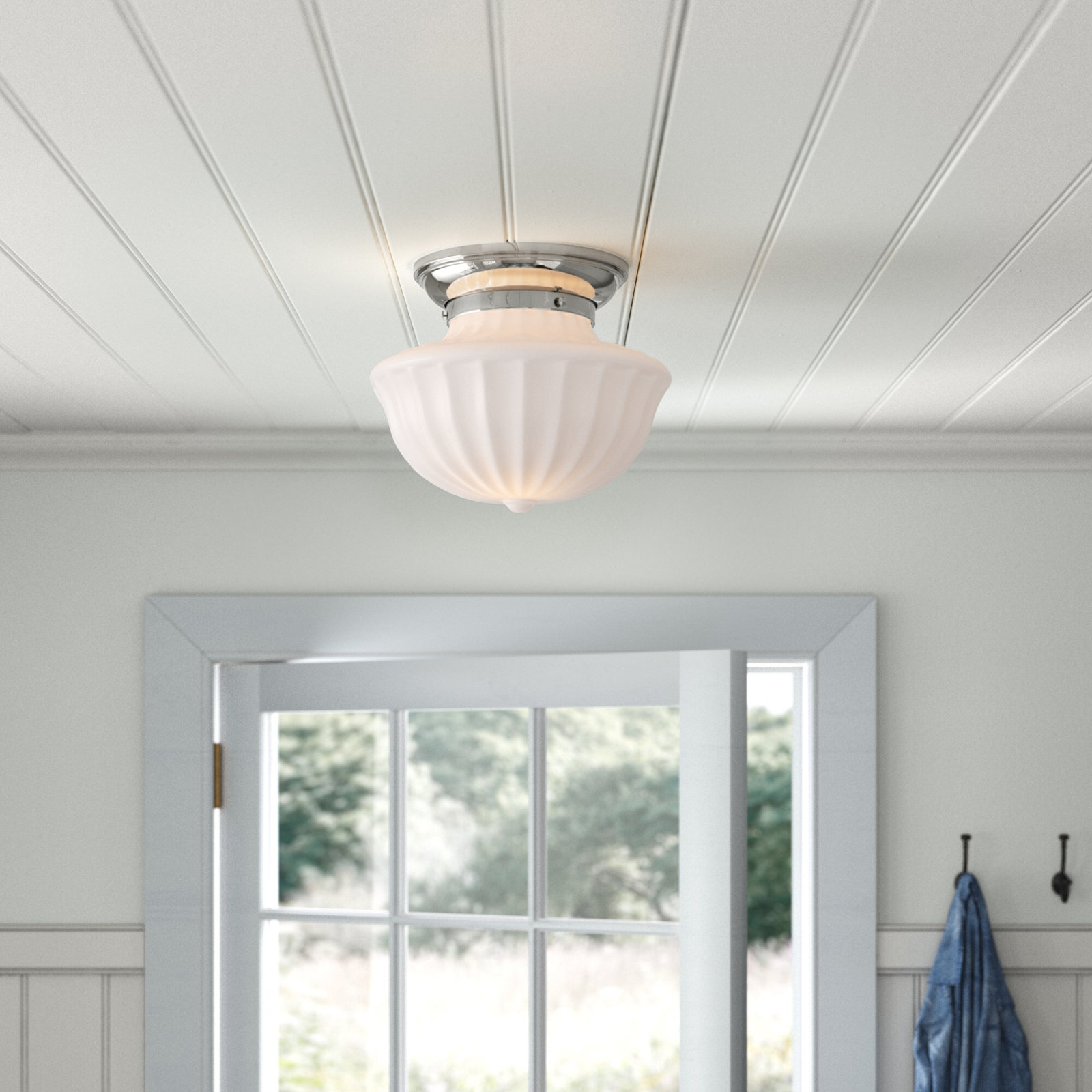 Maisie Single Light Glass Semi Flush Mount, Old Bronze, 10" H x 12" W