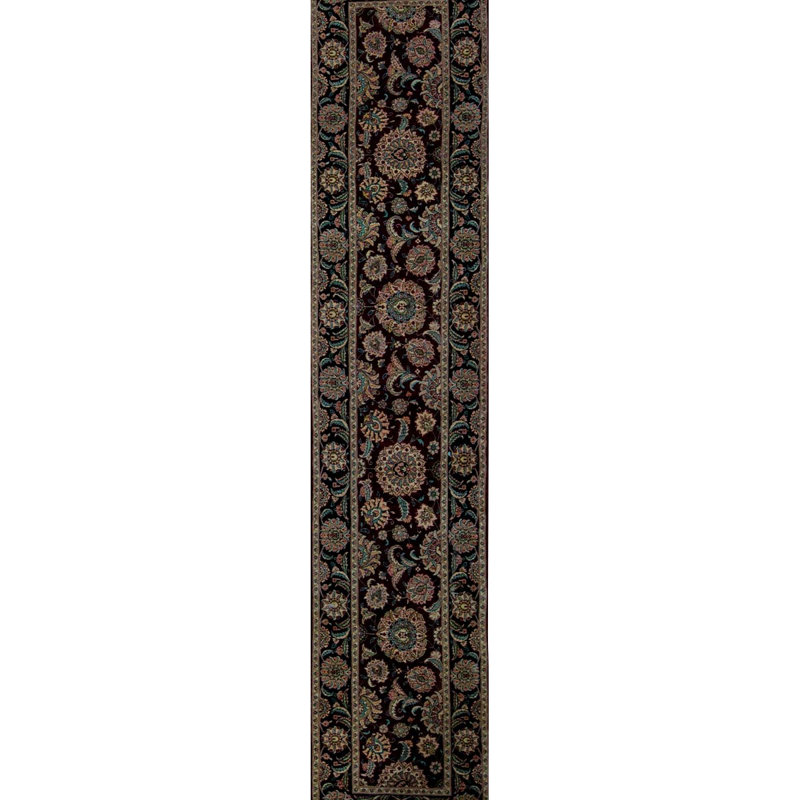 Chemin de table noir et beige noué à la main de haute qualité