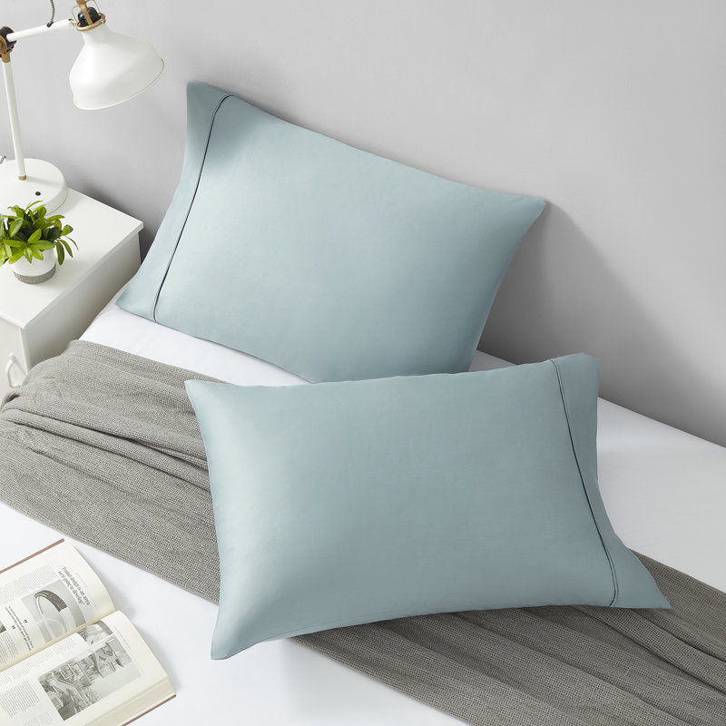 Ensemble de draps en satin 100 % coton d'une contexture de 400 fils, Simple, Ardoise