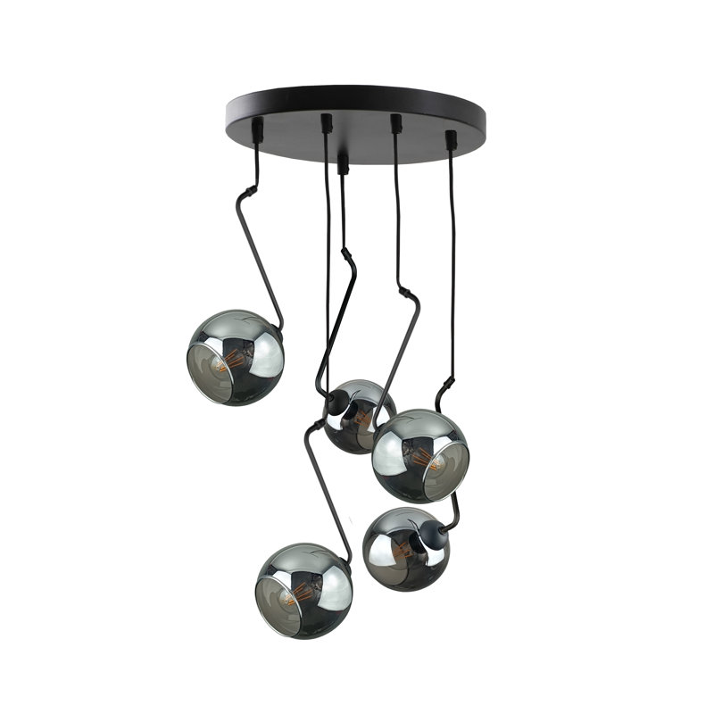 Blerton - Light Matte Black Unique/Statement Pendant, Black/Grey, 5