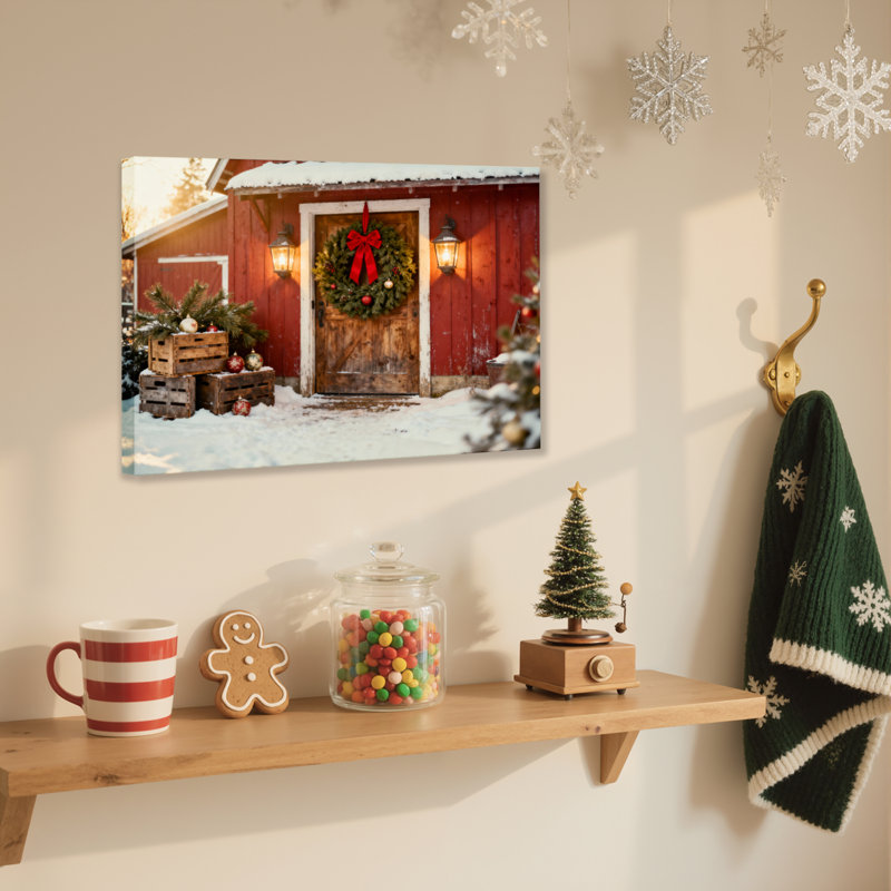 Cabin Scene, art mural, H 24 po x l 36 po
