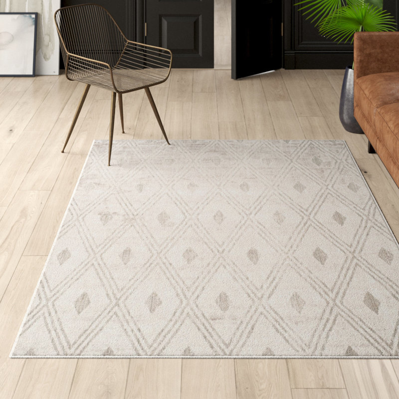 Tapis gris en laine / viscose / coton tissé à la main Aderinola, Rectangle 6 pi x 9 pi