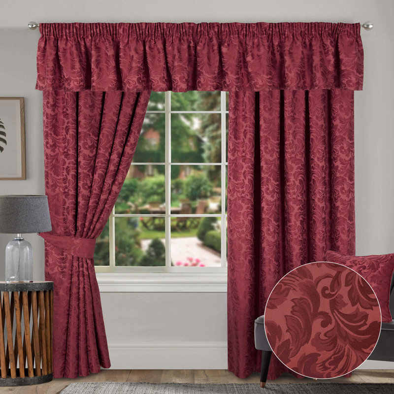 Aliska Floral Window Pelmet, 335cm Width x 41cm Drop, Wine