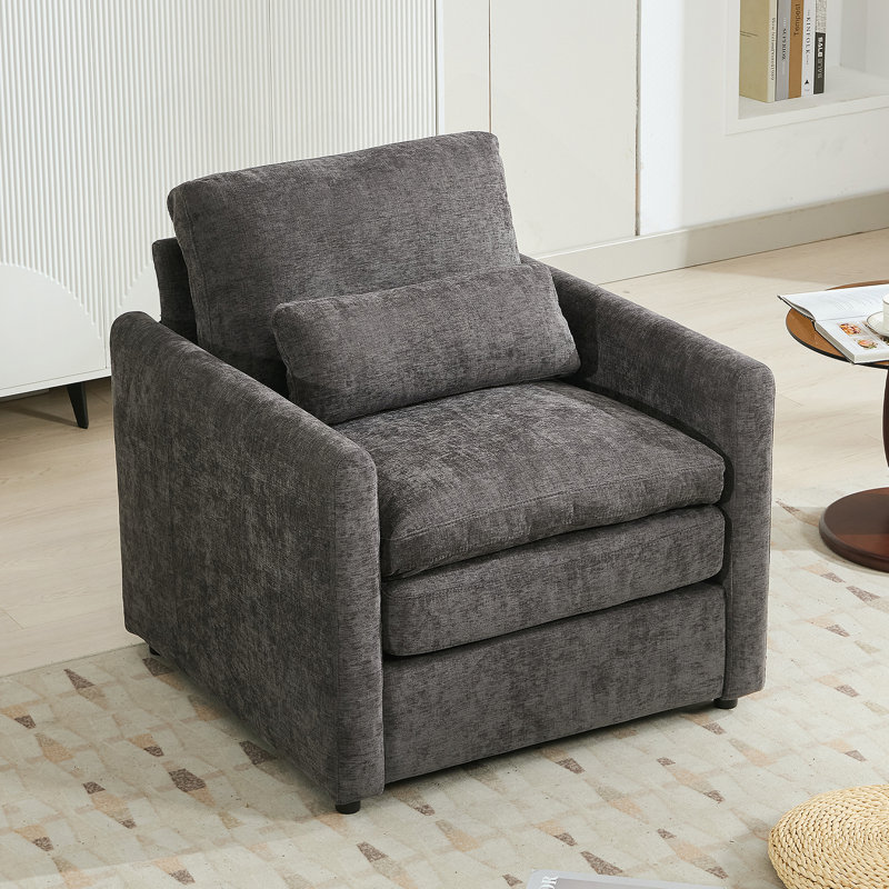 Fauteuil surdimensionné confortable avec des matériaux de qualité supérieure pour la détente dans le salon, Gris