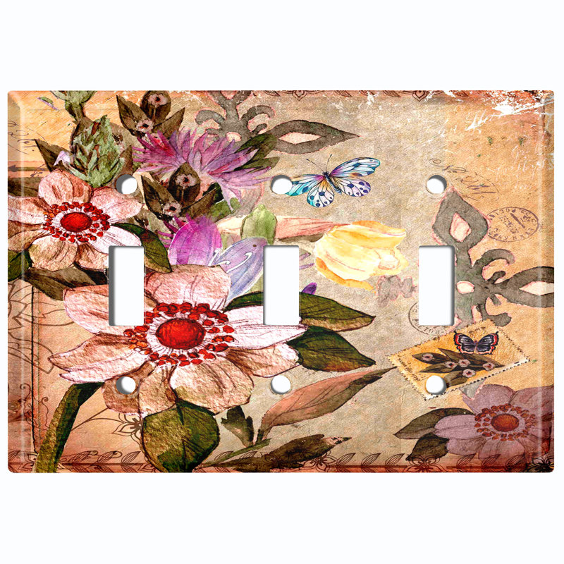 Patterned 3 - Gang Toggle Light Switch Standard Wall Plate