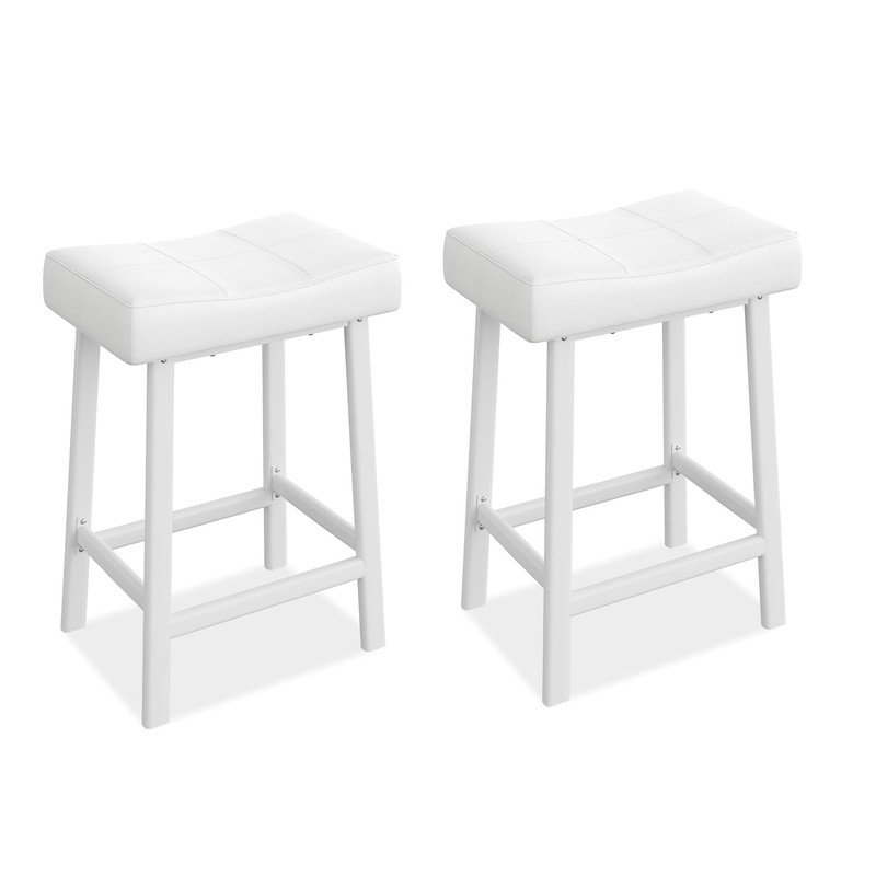 Counter Stool with Metal Frame, White, White