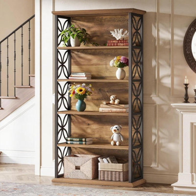 6-Tier Bookcase MDF 1 Piece Bookcase Versatile Design