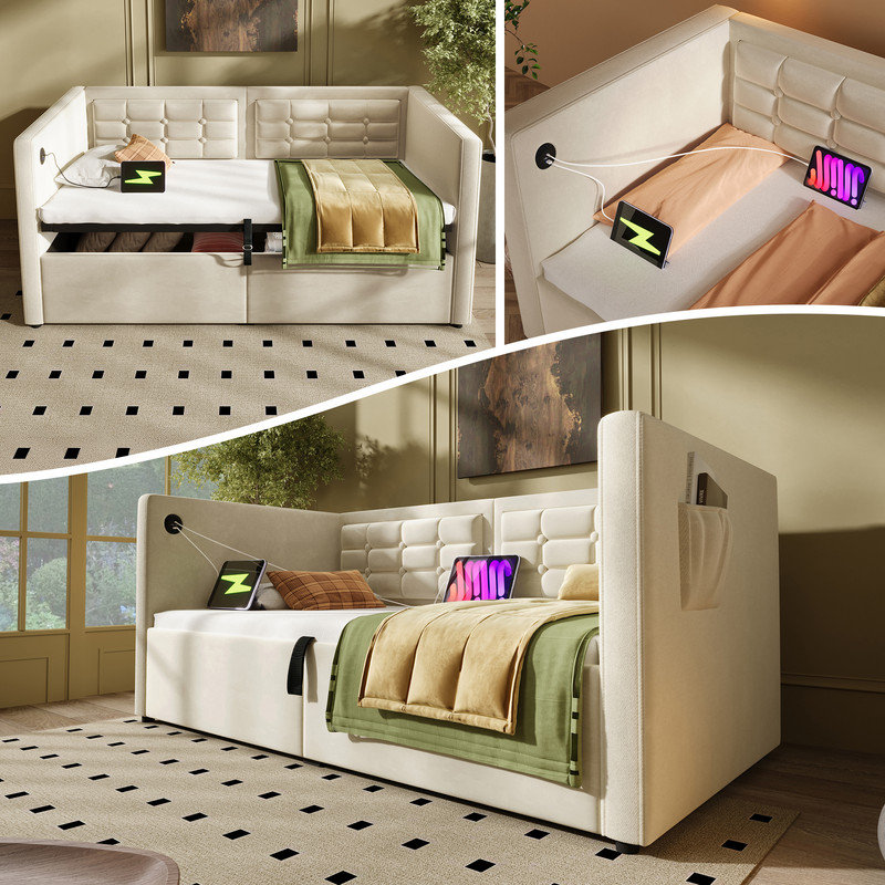 Metal Daybed, Beige