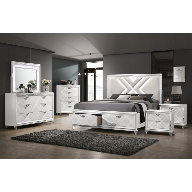 Waldrup Solid Wood Piece Bedroom Set, Queen, White