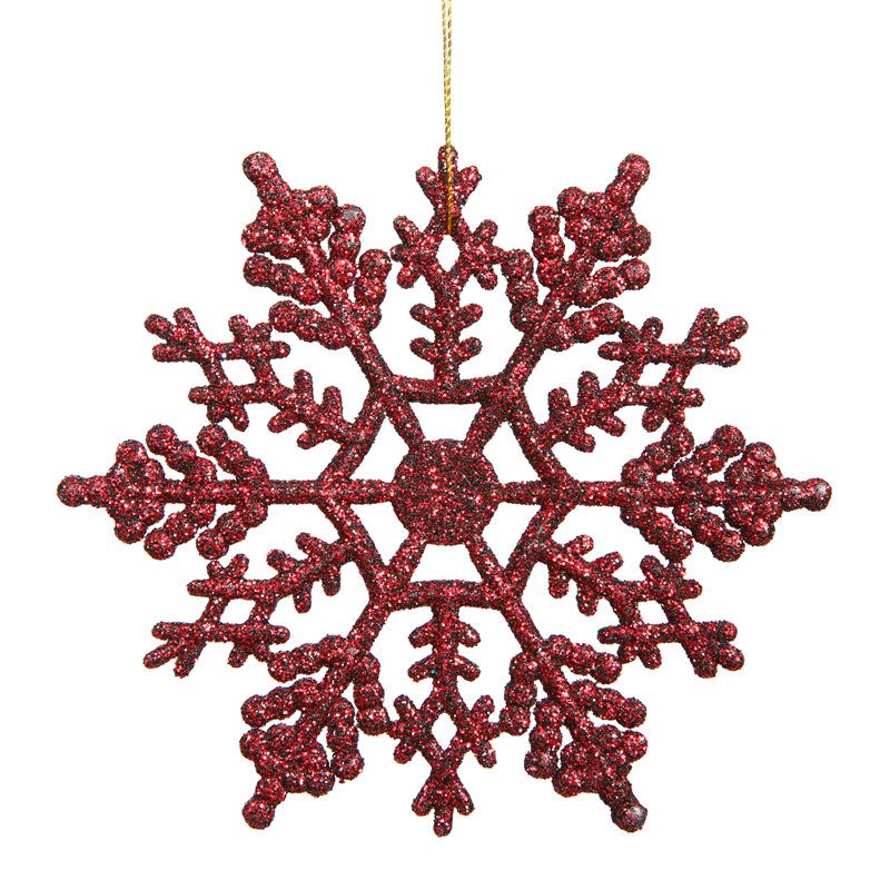 Mocha Glitter Shatterproof Plastic Snowflake Ornaments, Set of 12