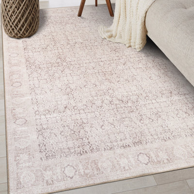 Tapis Elise beige patiné - tissage à plat lavable à la machine avec envers antidérapant