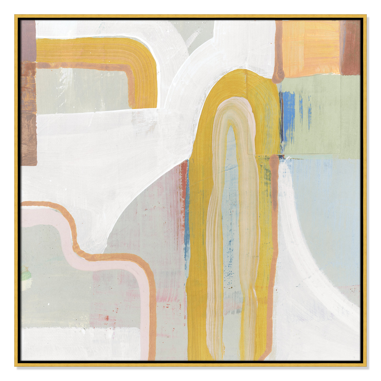 Copeland "Together Again II" Painting by Cartissi, 37.5" H x 37.5" W x 2" D, Gold