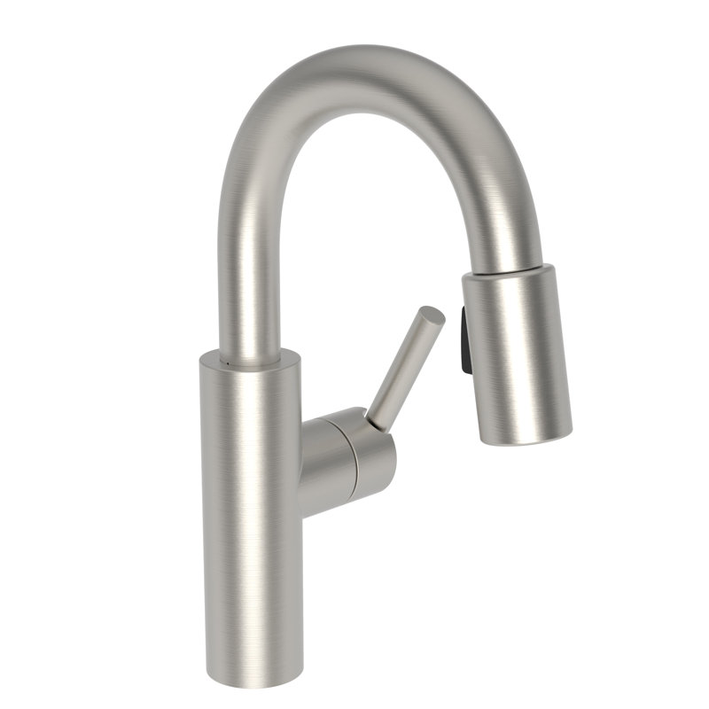 East Linear Single Handle Pull Down Bar Faucet, Satin Nickel