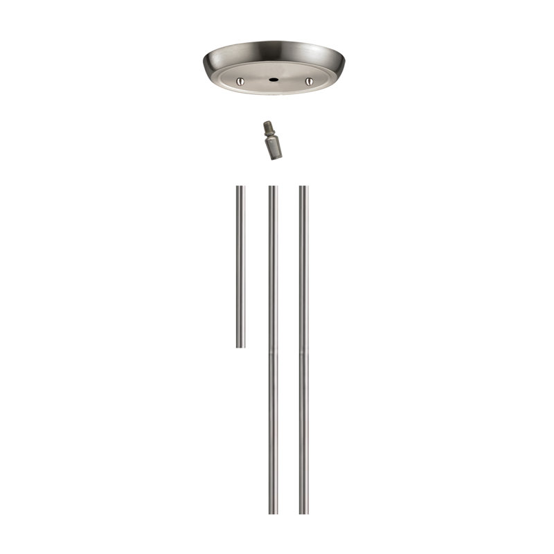Satin Nickel Glass Extension Rod Kit for Ceiling Lights