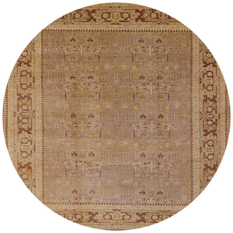 Tapis oriental brun clair / brun, Rond 8 pi