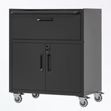 Metal Storage Cabinet with Wheels, one drawer and cabinet