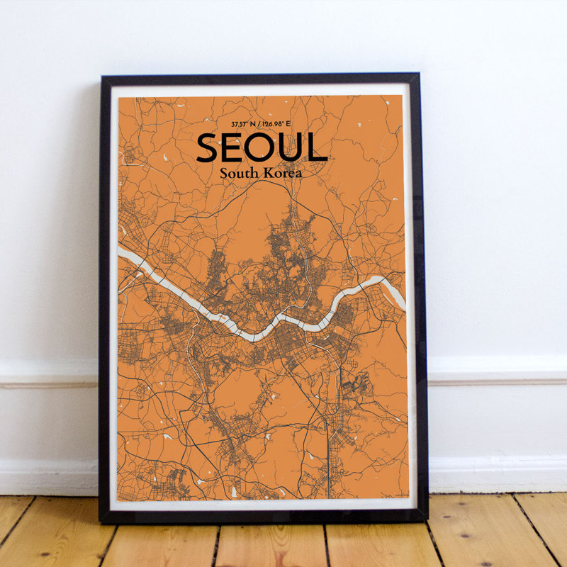 Seoul City Map - No Frame Print, 60.2cm H x 27.9cm W x 0.1cm D