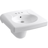 Brenham™ Wall-Mounted or Concealed Carrier Arm Mounted Commercial Bathroom Sink with Widespread Faucet Holes and Shroud, Antimicrobial Finish
