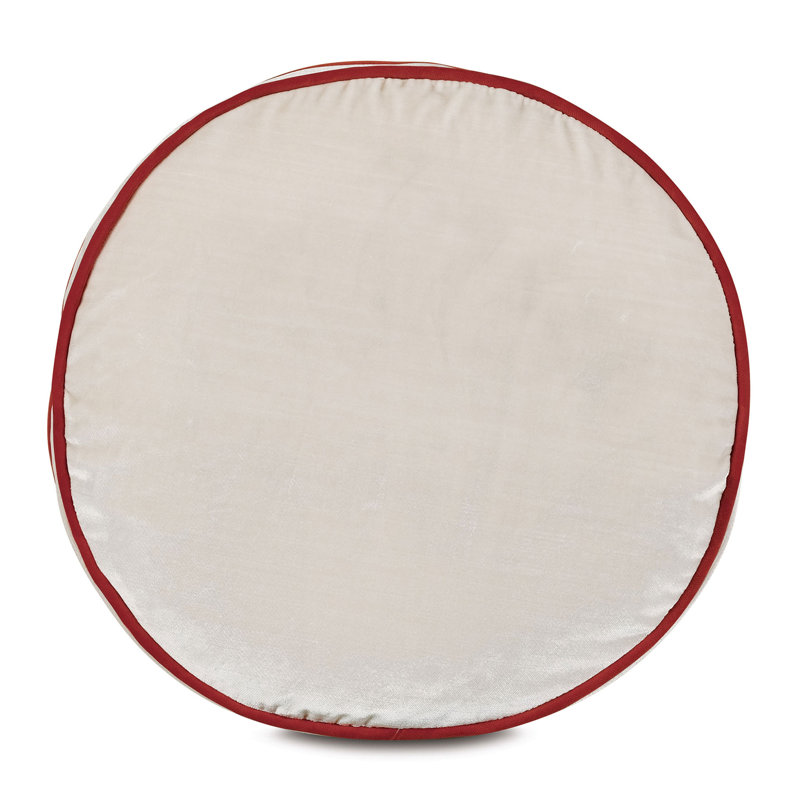 Holiday Traditional Circular Pillow Cover & Insert, Red/White