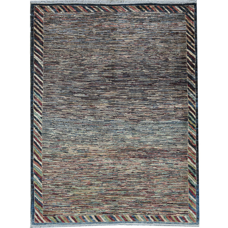 Hand-Knotted High-Quality Brown and Blue Area Rug