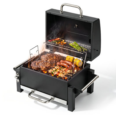 21 in. Portable Tabletop Charcoal Grill with Chimney Small BBQ Grill for Outdoor Camping Backyard Cooking