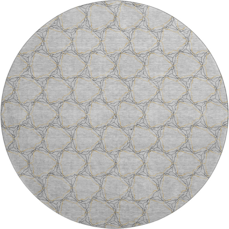 Premium Machine Washable Prisco Gray Rug, Round 8'
