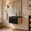  Meuble-lavabo mural simple 30 po avec comptoir en résine noire pour petits espaces.-1532966425