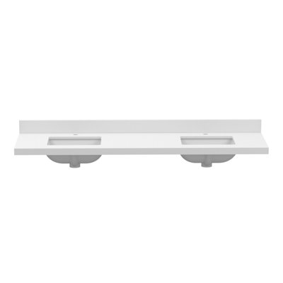 72 Inch White Quartz Bathroom Vanity Top With Double Sinks
