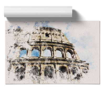 Coliseum in Rome Watercolour - Frameless Print