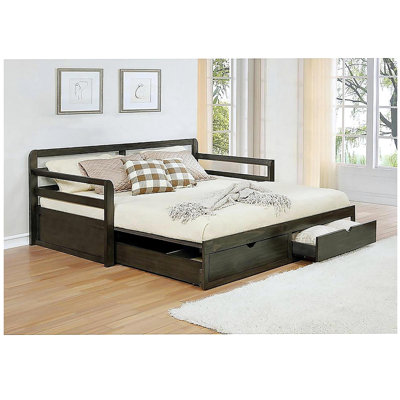 Grey 2-drawer Daybed with Extension Trundle